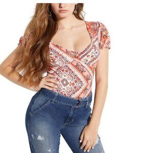 Guess SS Piper Bodysuit Cotton Blend Scoop Neck. M